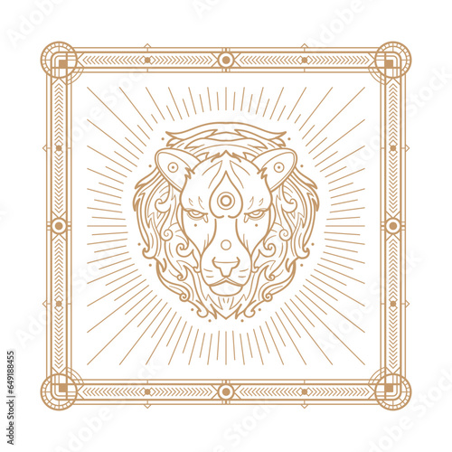 Leo zodiac sign and astrology symbol, element. Modern outline vector illustration. White background