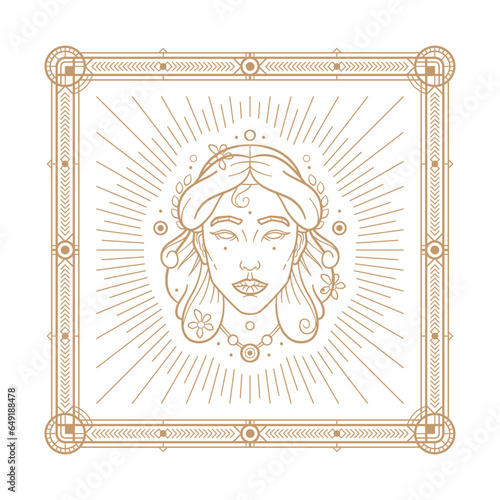 Virgo zodiac sign and astrology symbol, element. Modern outline vector illustration. White background