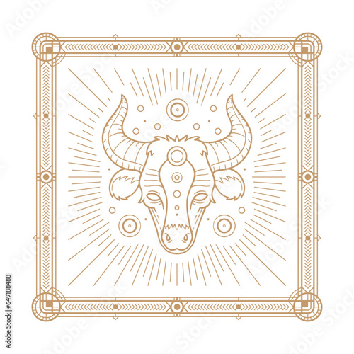 Taurus zodiac sign and astrology symbol, element. Modern outline vector illustration. White background