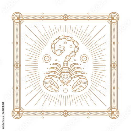 Scorpio zodiac sign and astrology symbol, element. Modern outline vector illustration. White background