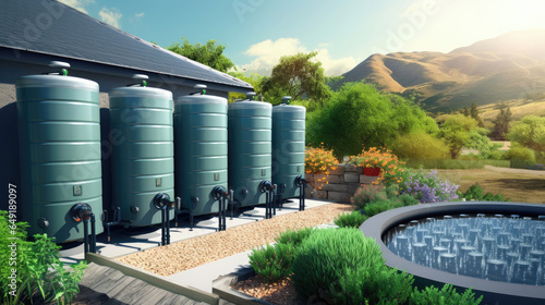 Water tanks for corp watering photo