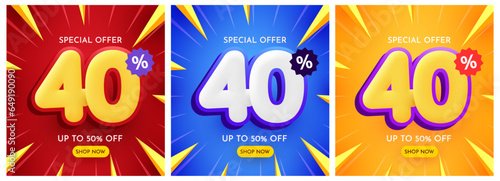 40 percent Off. Discount creative composition. Mega Sale.