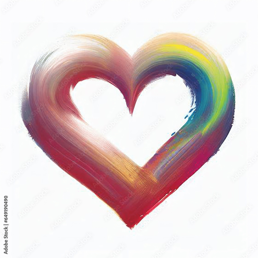 Colorful love heart shape design using paint brush stroke 4K Colorful love heart shape design using paint brush stroke 4K