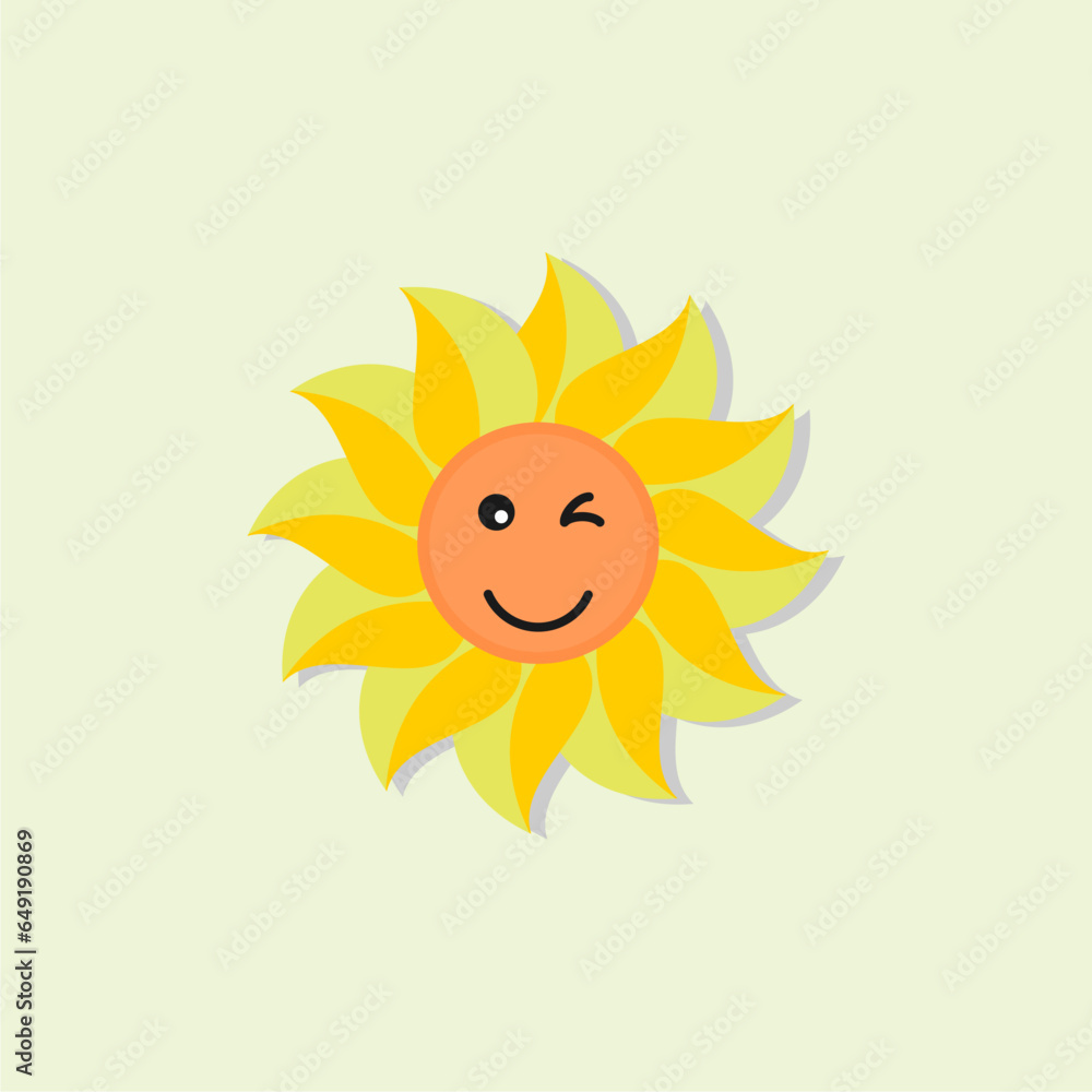 
Vector illustration of smiling flower