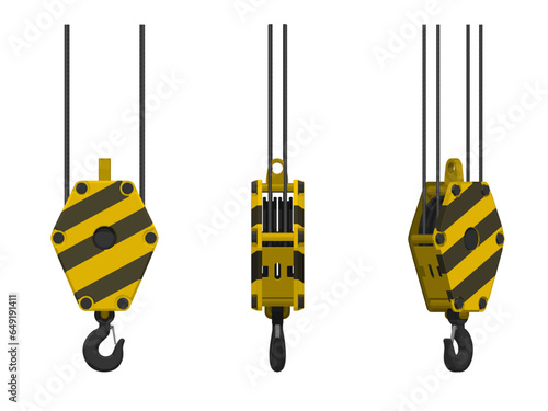 Isolated crane blocks on white background