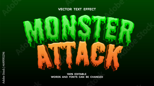 monster attack editable 3d text effect