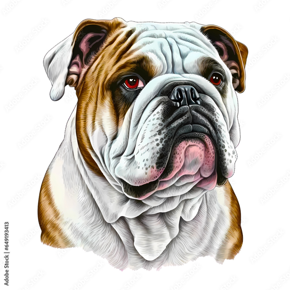 Bulldog dog portrait realistic