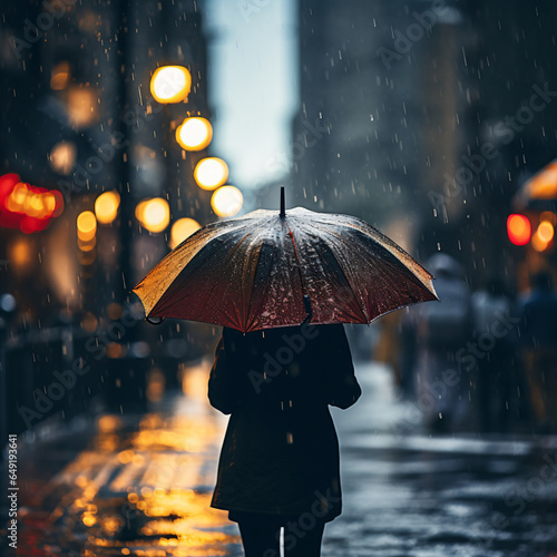 Out focusing a umbrella in rain - Generative AI