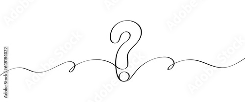 Continuous smooth line drawing of question mark. Linear question mark drawn by hand. Doodle vector graphic design