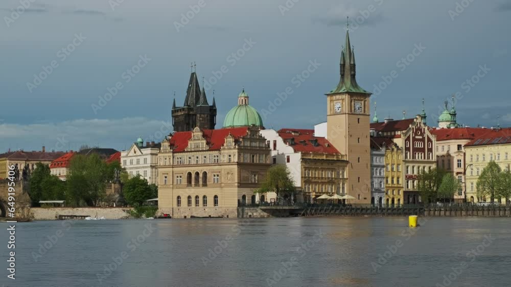 Old town of Prague, Charles bridge and river Vltava. Praha city landscape, 4k Old town of Prague, Charles bridge and river Vltava. Praha city landscape, 4k