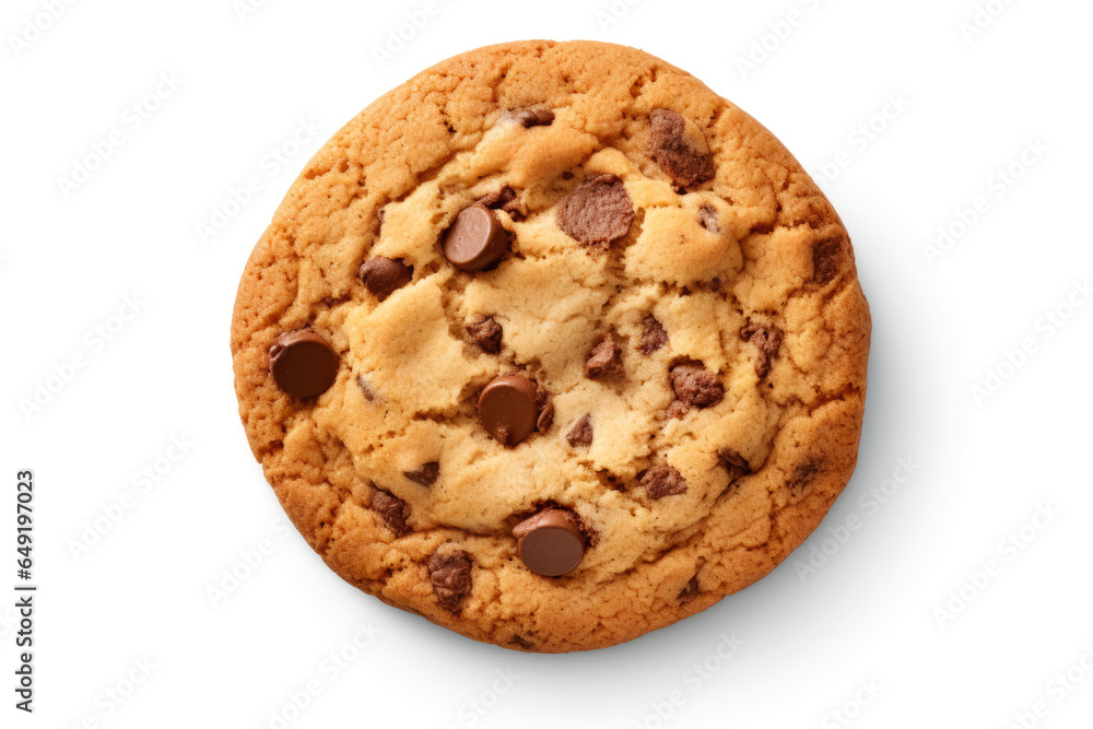 Round chocolate cookie with chocolate pieces isolated on white background, top view.generative ai
Round chocolate cookie with chocolate pieces isolated on white background, top view.generative ai