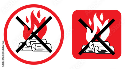 No Bonfire sign - strikethrough burning wood