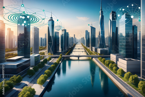 A network of smart cities connected, enhancing sustainability and quality of life #649197873