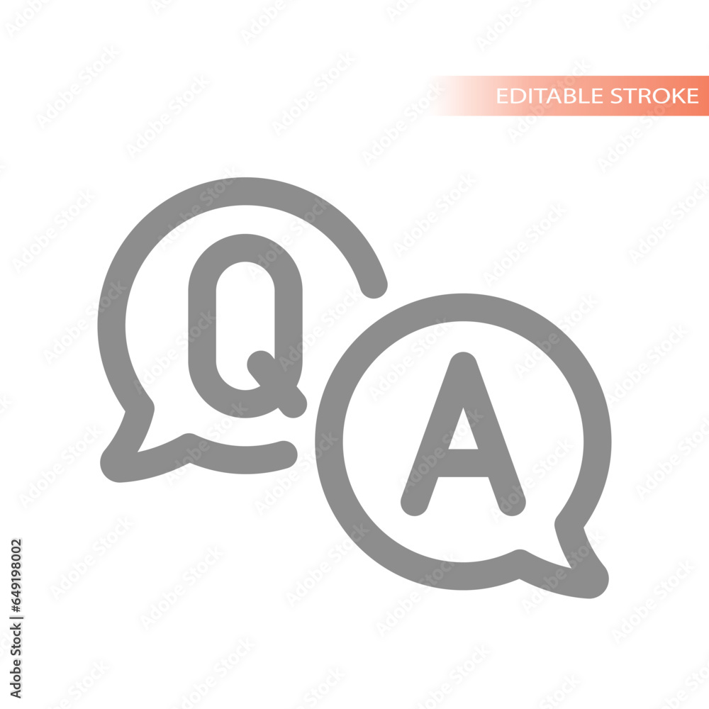 Q and A line vector bubble. Faq, questions and answers outline symbol. Q and A line vector bubble. Faq, questions and answers outline symbol.