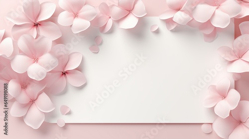 blank card adorned with delicate light pink floral petals