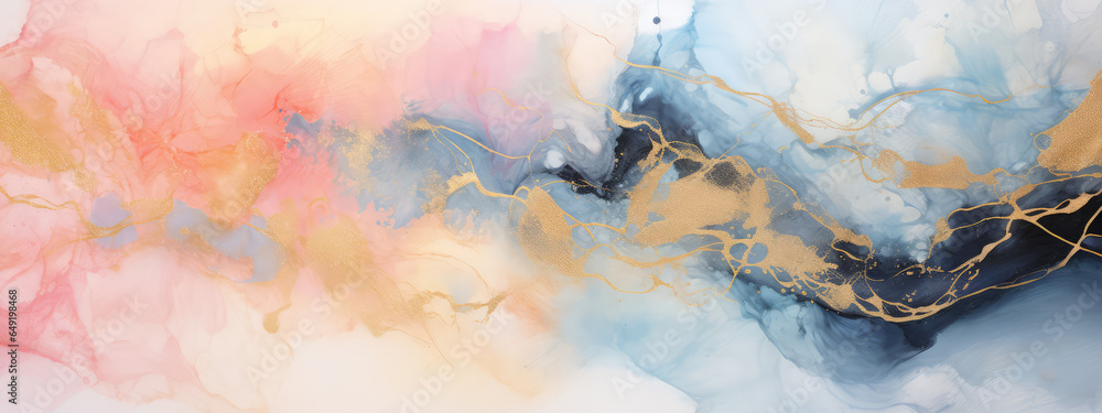 Fototapeta premium Dynamic Complementary Color Abstract Art: Swirling Liquid Textures