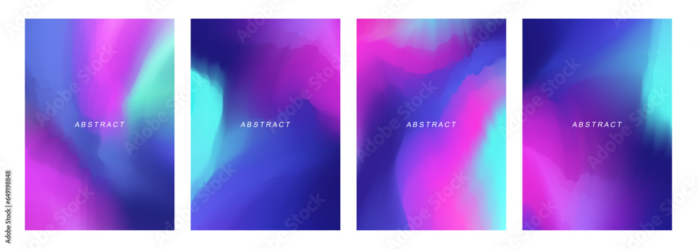 Set of blurred backgrounds with purple, blue and pink gradients. Vibrant graphic templates collection for creative graphic design. Vector illustration.