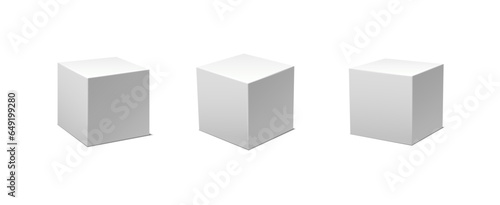 Vector icon. White cubes in different side views.