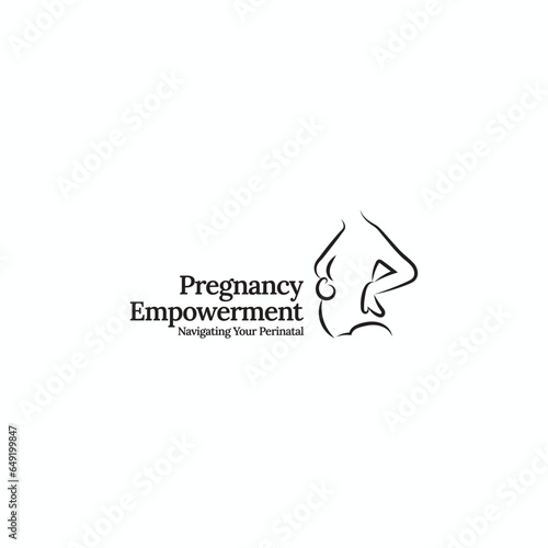 outline pregnancy Empowering Motherhood Logo design for postpartum, childbirth and maternity clinic and healthcare business with simple, modern and line art styles