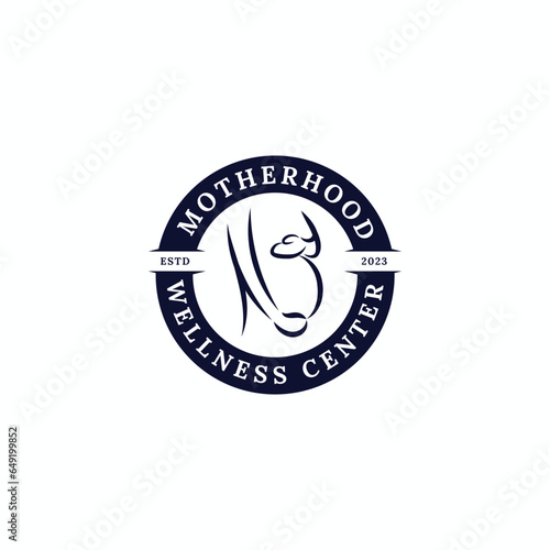 modern iconic motherhood wellness center and pregnancy therapy logo design for postpartum and medical prenatal business with outline line art styles.