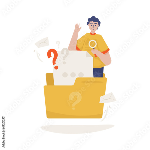 Customer support FAQ question folder vector illustration