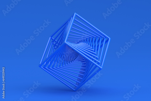 Fototapeta Naklejka Na Ścianę i Meble -  Abstract 3d render, geometric design of a blue cube