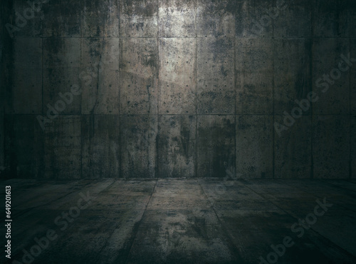 Empty concrete room. Dark background 