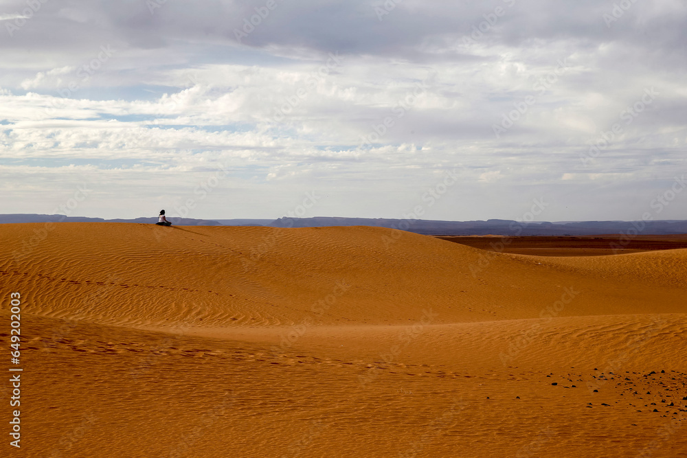 Zen sesshin (retreat) in the Sahara desert, Morocco. Zazen (meditation).