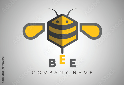 Bee logo vector minimalist graphic vector.