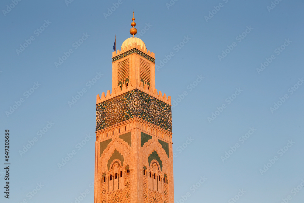 Hassan II mosque minaret, Casablance, Morocco.