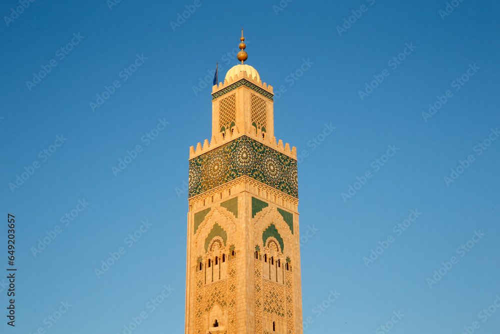 Fototapeta premium Hassan II mosque minaret, Casablanca, Morocco.