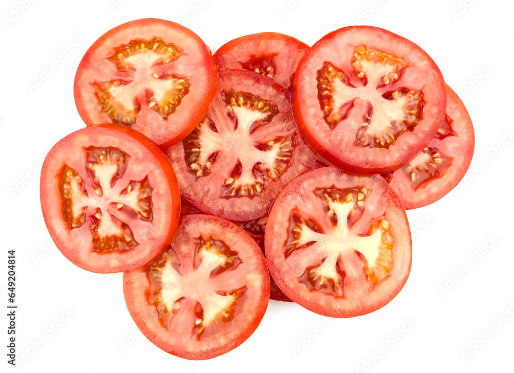 Slices of tomato isolated on white background Slices of tomato isolated on white background