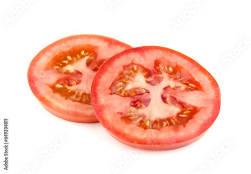 Slices of tomato isolated on white background