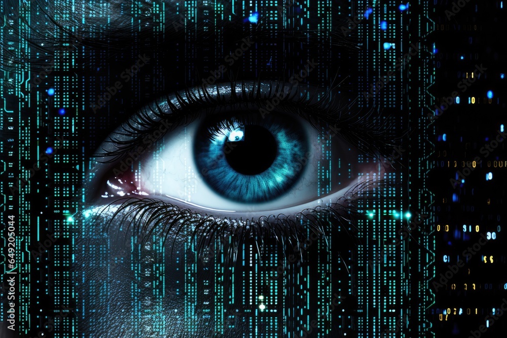 Digital eyes with coding background. Digital eyes with coding background.