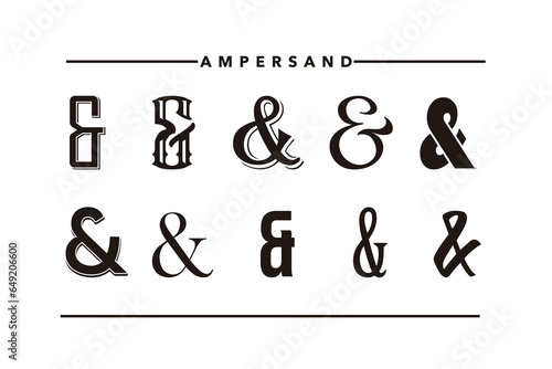 Typography ampersand for wedding invitation. Template symbol of ampersands, sans serif, decorative stock ornament. Vector illustration