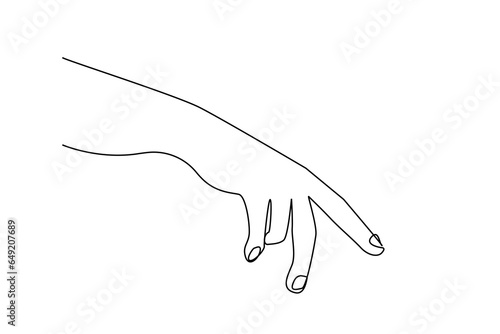 human hand showing with index finger pointing one line art design