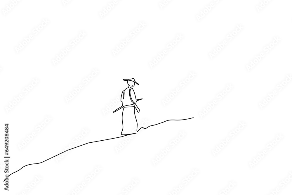 traditional asian samurai master nature walking line art design traditional asian samurai master nature walking line art design