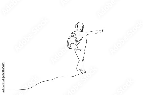 person human hike trekking backpacker lifestyle outdoor line art design