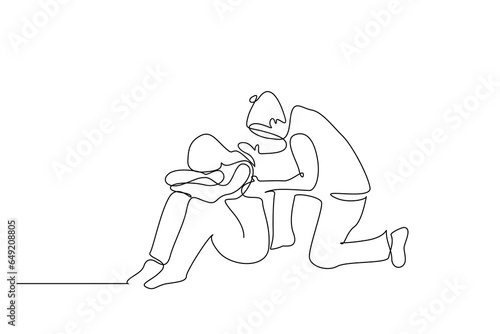 crying woman consoling person psychology dismissal line art