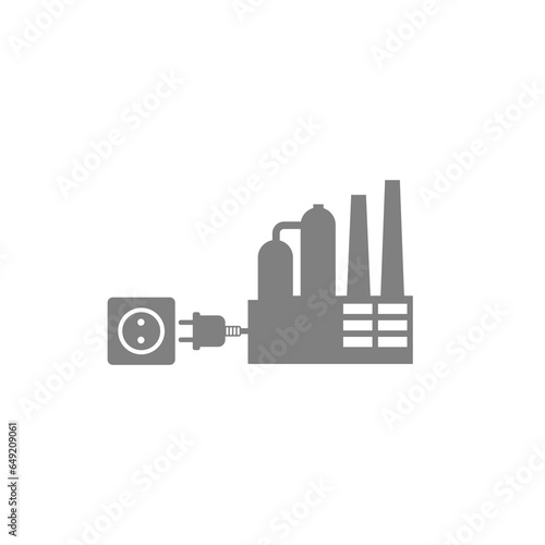 Factory with electric plug sign icon isolated on transparent background