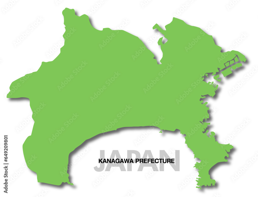 Fototapeta premium 神奈川県の地図 影付き 日本