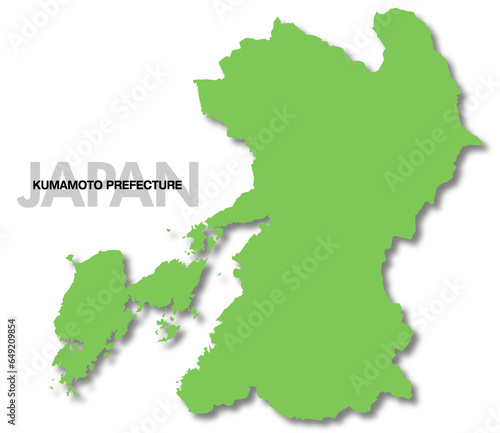 熊本県の地図 影付き 日本
