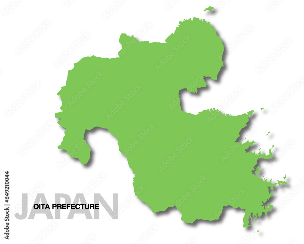 大分県の地図 影付き 日本