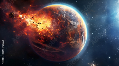 planet in space. wallpaper or desktop background perfect fitting for poster
