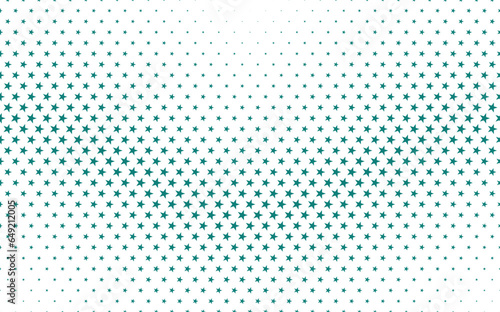 Seamless in one direction. Halftone vector background. Filled with stars . Short fade out with wave guide rail