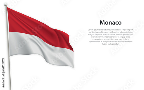 Waving flag of Monaco on white background. Template for independence day Free Download Waving flag of Monaco on white background. Template for independence day - GFXLoad