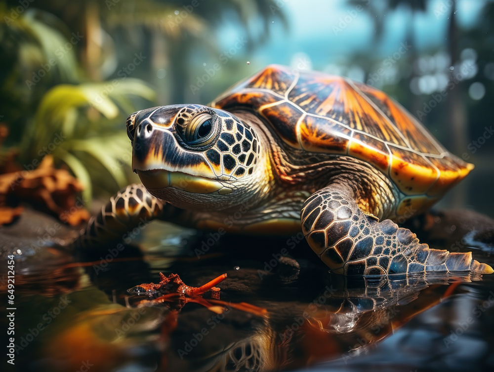 Turtle in its Natural Habitat, Wildlife Photography, Generative AI Turtle in its Natural Habitat, Wildlife Photography, Generative AI
