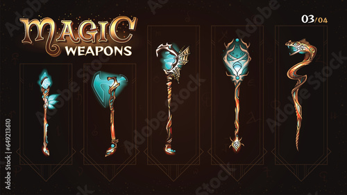 A Collection of Magical Weapons for Fantasy and Medieval Games -vector illustrations