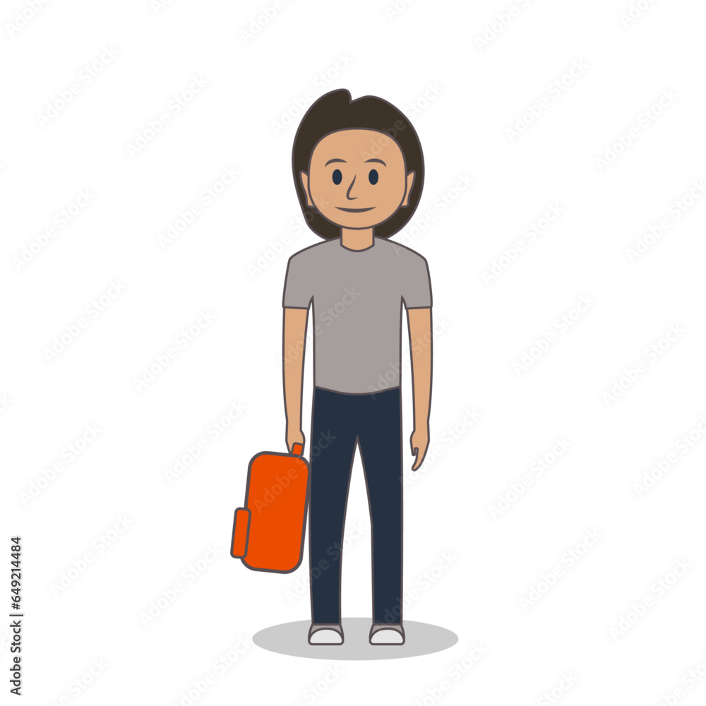 Boy with a backpack bag in his hand Boy with a backpack bag in his hand