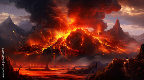 Volcano lava magma background illustration